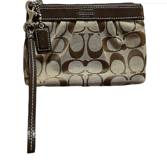 Coach Signature C Beige Wristlet -  7" L x 4.75" H x 1.25" D - Picture 6 of 9